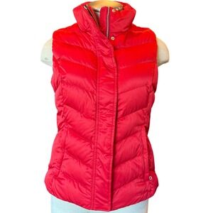 Eddie Bauer Size Medium Red Goose Down Puffer Vest EB 550 Fill